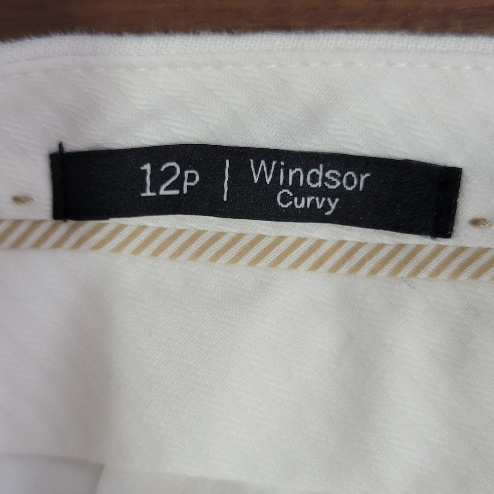 Talbots Windsor Curvy Pants Womens 12P White Linen Straight Leg Coastal Preppy - Picture 6 of 11